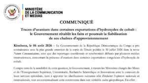Traces d’uranium dans le cobalt congolais : Kinshasa…