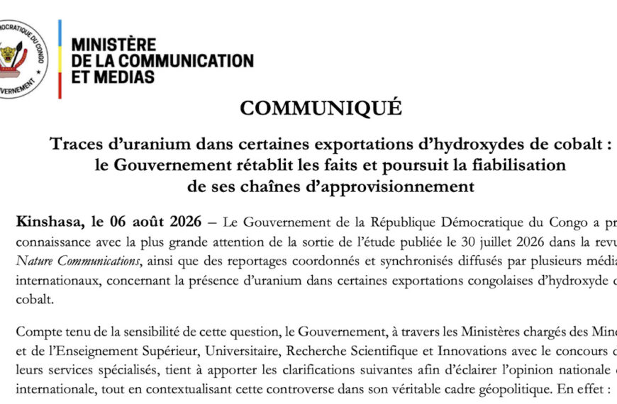 Traces d’uranium dans le cobalt congolais :…